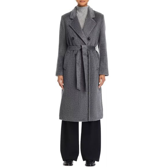 Kobi Halperin Womens Lyra Chain-Trim Double-Breasted Coat Medium Grey - NWT $798 - Picture 7 of 9